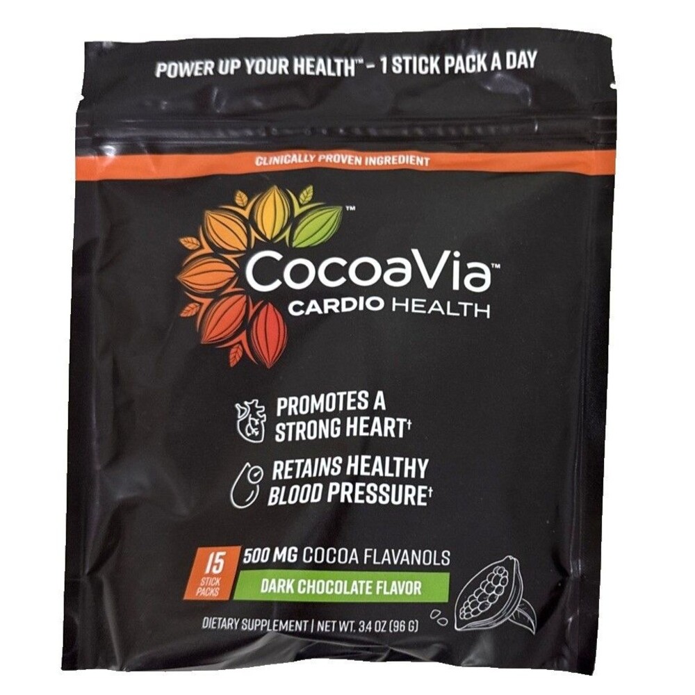 CocoaVia Cardio Health Cocoa Powder 15 Single Serve Sticks 500mg Cocoa Flavanols